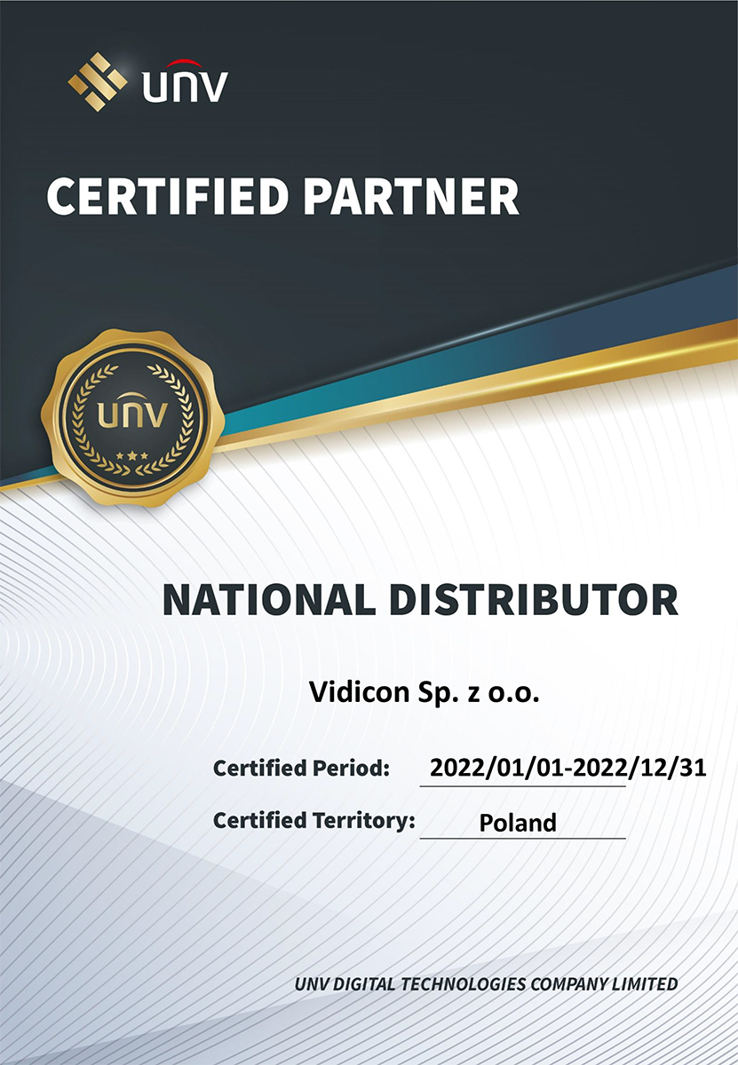 Vidicon certyfikowanym partnerem UniView
